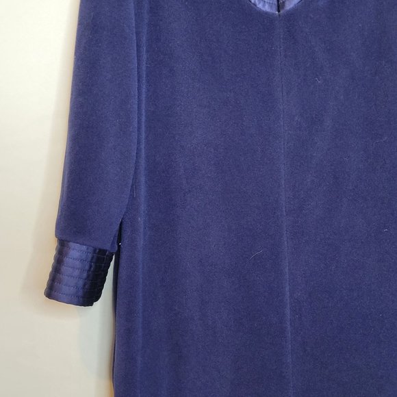Vintage Vanity Fair Robe Zip Up Navy Blue Size Small Velour Long Sleeve 70s 80s - Picture 3 of 9